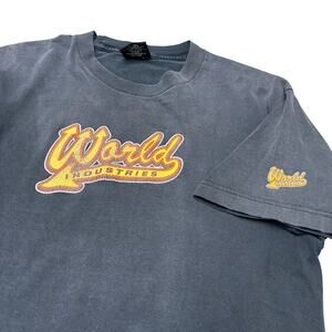 Vintage 90s World Industries Spellout Skate Shirt Men's Large Faded Distressed